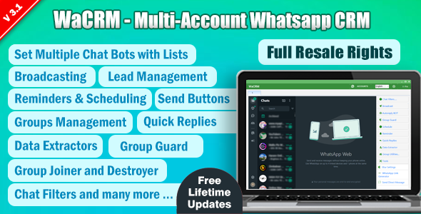 WaCRM - Multi-Account WhatsApp CRM 1Year